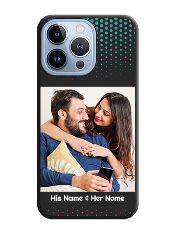 Custom Faded Dots with Grunge Photo Frame and Text on Space Black Custom Soft Matte Phone Cases - iPhone 13 Pro
