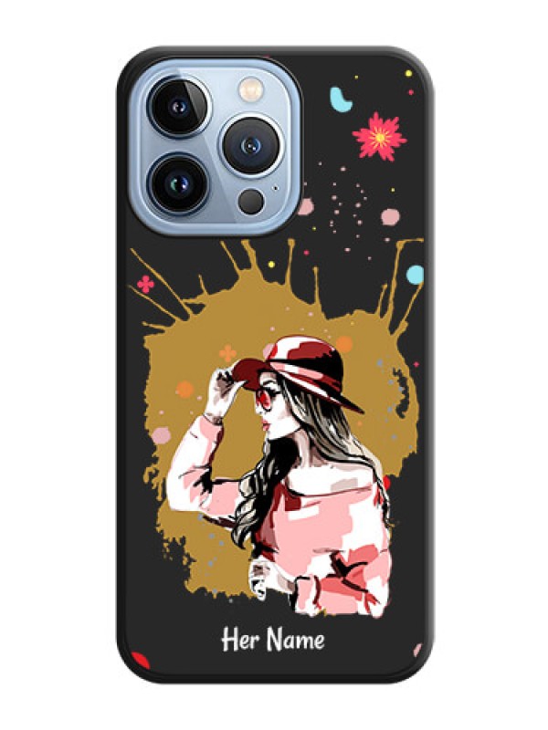 Custom Mordern Lady With Color Splash Background With Custom Text On Space Black Personalized Soft Matte Phone Covers -Apple Iphone 13 Pro