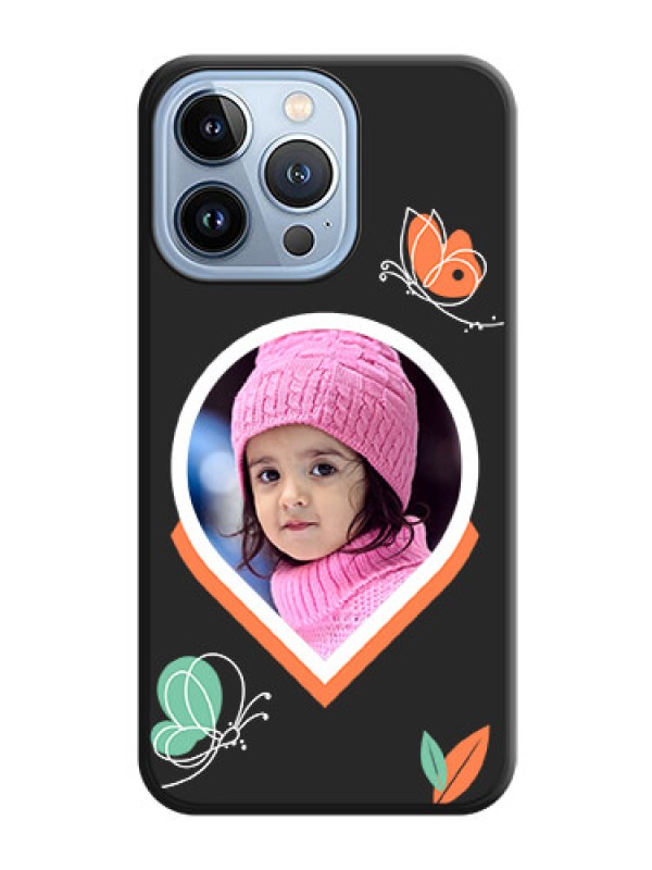 Custom Upload Pic With Simple Butterly Design On Space Black Personalized Soft Matte Phone Covers -Apple Iphone 13 Pro