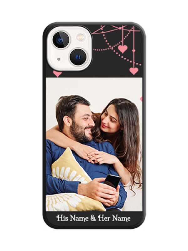 Custom Pink Love Hangings with Text on Space Black Custom Soft Matte Back Cover - iPhone 13