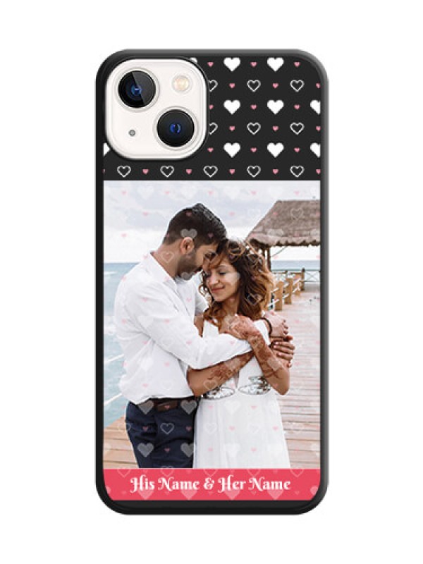 Custom White Color Love Symbols with Text Design on Photo on Space Black Soft Matte Phone Cover - iPhone 13