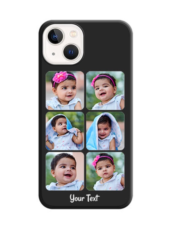 Custom Floral Art with 6 Image Holder on Photo on Space Black Soft Matte Mobile Case - iPhone 13