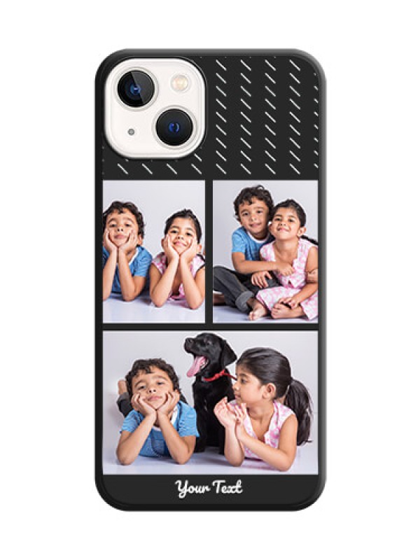 Custom Cross Dotted Pattern with 2 Image Holder on Personalised Space Black Soft Matte Cases - iPhone 13