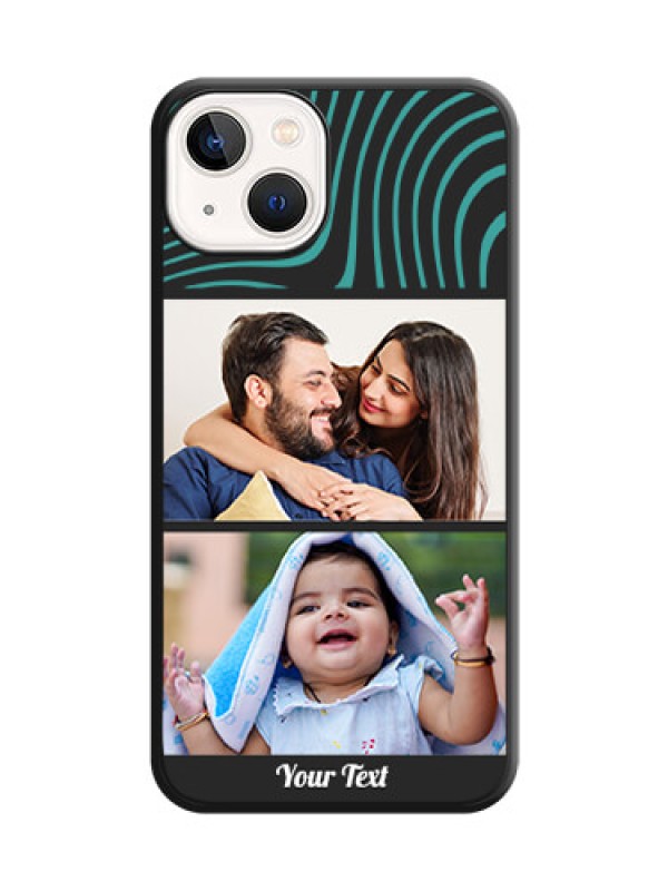 Custom Wave Pattern with 2 Image Holder on Space Black Personalized Soft Matte Phone Covers - iPhone 13