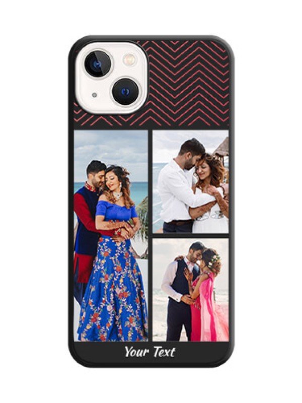 Custom Wave Pattern with 3 Image Holder on Space Black Custom Soft Matte Back Cover - iPhone 13