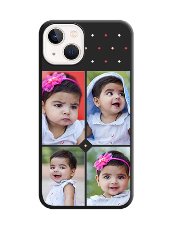 Custom Multicolor Dotted Pattern with 4 Image Holder on Space Black Custom Soft Matte Phone Cases - iPhone 13