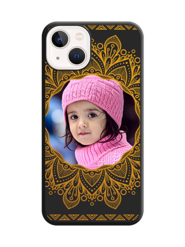 Custom Round Image with Floral Design on Photo on Space Black Soft Matte Mobile Cover - iPhone 13