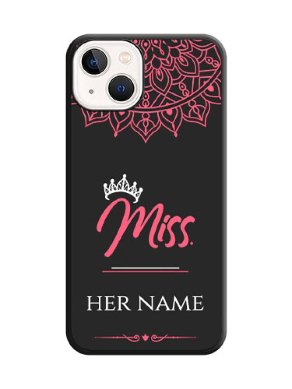 Custom Mrs Name with Floral Design on Space Black Personalized Soft Matte Phone Covers - iPhone 13