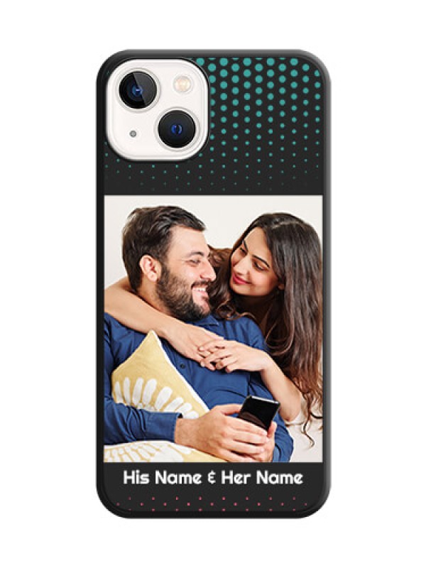 Custom Faded Dots with Grunge Photo Frame and Text on Space Black Custom Soft Matte Phone Cases - iPhone 13
