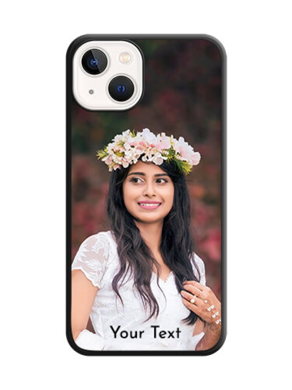 Custom Full Single Pic Upload With Text On Space Black Personalized Soft Matte Phone Covers -Apple Iphone 13