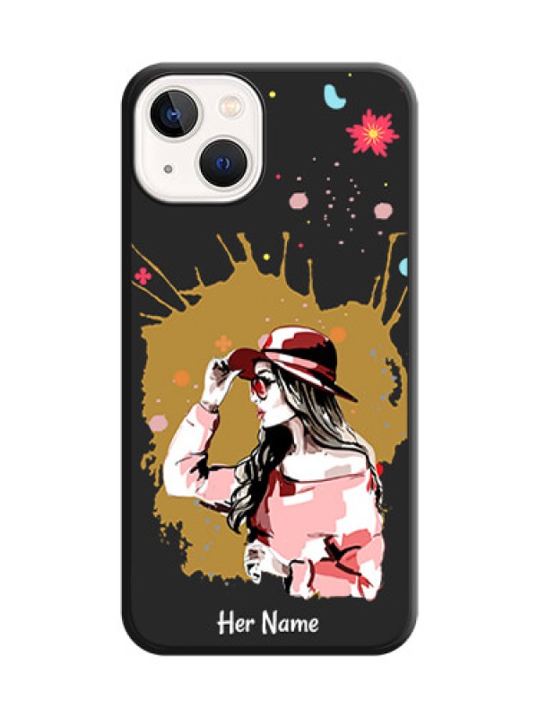 Custom Mordern Lady With Color Splash Background With Custom Text On Space Black Personalized Soft Matte Phone Covers -Apple Iphone 13