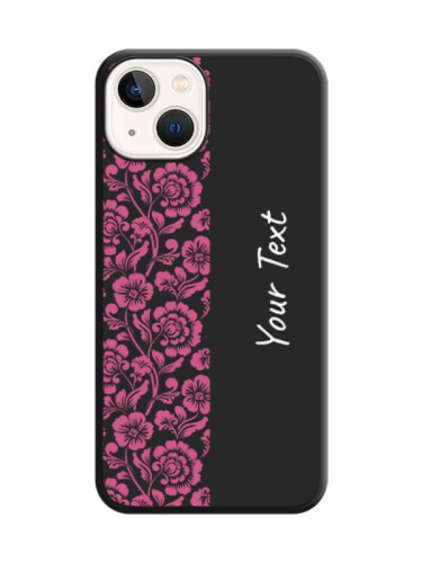 Custom Pink Floral Pattern Design With Custom Text On Space Black Personalized Soft Matte Phone Covers -Apple Iphone 13