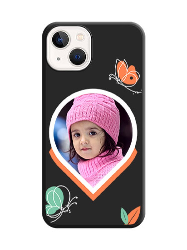 Custom Upload Pic With Simple Butterly Design On Space Black Personalized Soft Matte Phone Covers -Apple Iphone 13