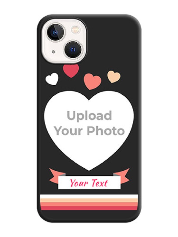 Custom Love Shaped Photo with Colorful Stripes on Personalised Space Black Soft Matte Cases - iPhone 14 Plus