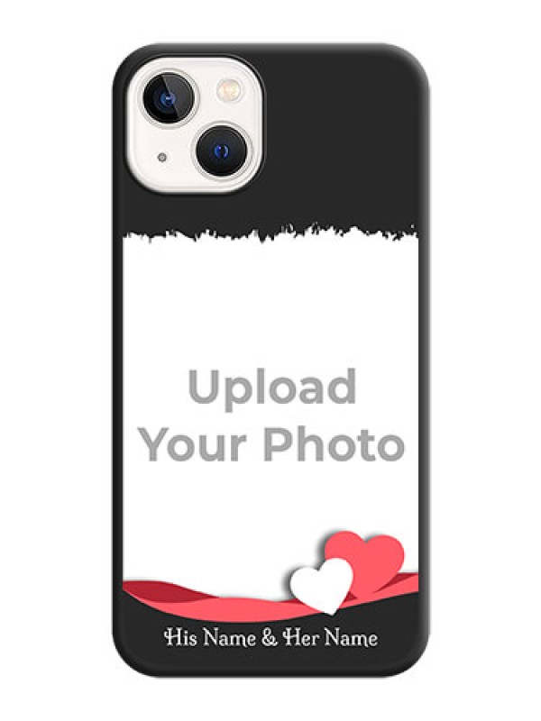 Custom Pin Color Love Shaped Ribbon Design with Text on Space Black Custom Soft Matte Phone Back Cover - iPhone 14 Plus