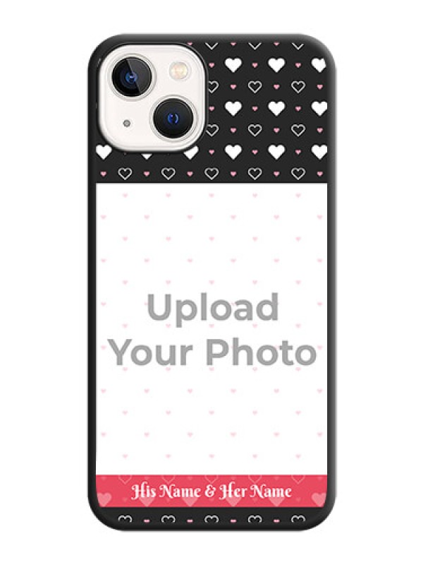 Custom White Color Love Symbols with Text Design on Photo on Space Black Soft Matte Phone Cover - iPhone 14 Plus