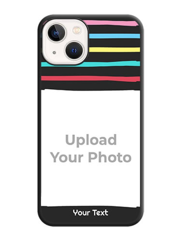 Custom Multicolor Lines with Image on Space Black Personalized Soft Matte Phone Covers - iPhone 14 Plus