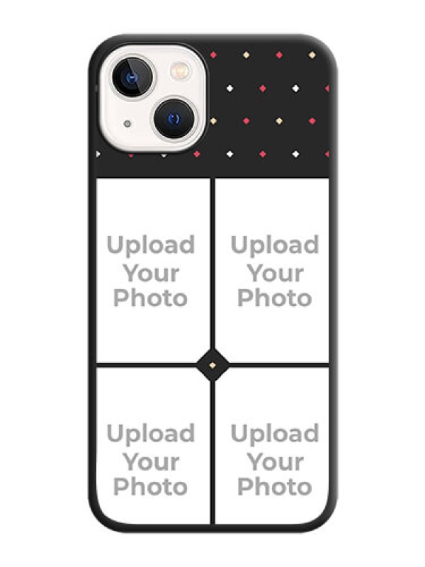 Custom Multicolor Dotted Pattern with 4 Image Holder on Space Black Custom Soft Matte Phone Cases - iPhone 14 Plus