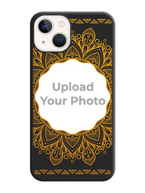 Custom Round Image with Floral Design on Photo on Space Black Soft Matte Mobile Cover - iPhone 14 Plus