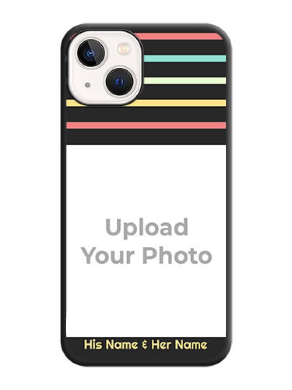 Custom Color Stripes with Photo and Text on Photo on Space Black Soft Matte Mobile Case - iPhone 14 Plus