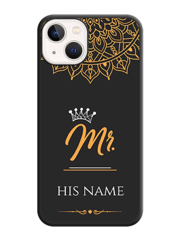Custom Mr Name with Floral Design  on Personalised Space Black Soft Matte Cases - iPhone 14 Plus