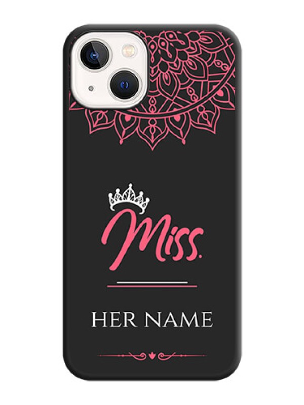Custom Mrs Name with Floral Design on Space Black Personalized Soft Matte Phone Covers - iPhone 14 Plus