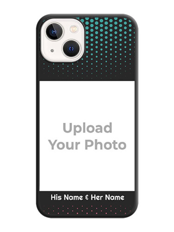 Custom Faded Dots with Grunge Photo Frame and Text on Space Black Custom Soft Matte Phone Cases - iPhone 14 Plus