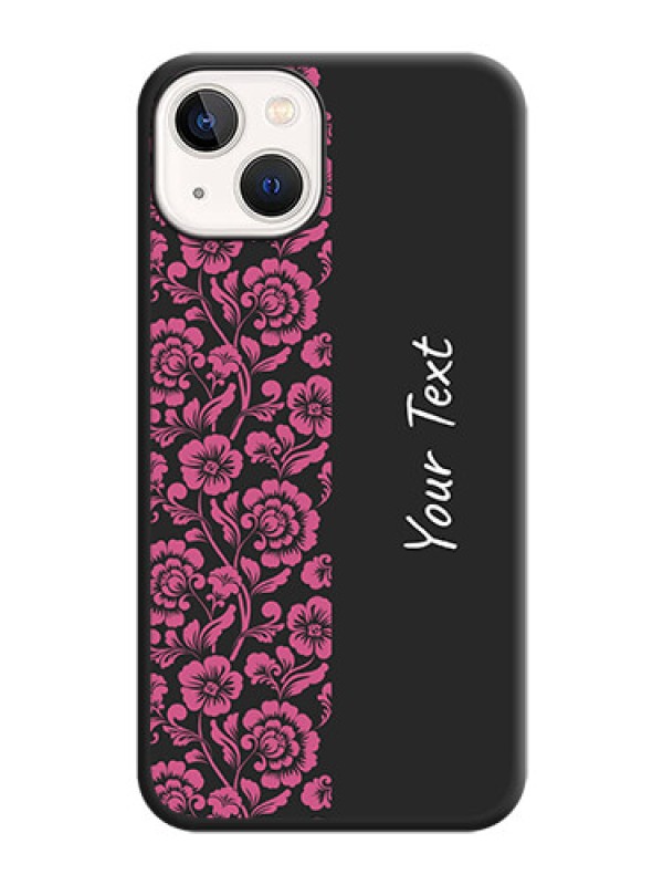 Custom Pink Floral Pattern Design With Custom Text On Space Black Personalized Soft Matte Phone Covers -Apple Iphone 14 Plus