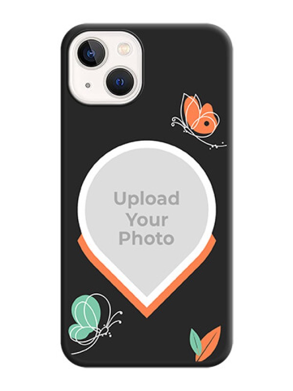Custom Upload Pic With Simple Butterly Design On Space Black Personalized Soft Matte Phone Covers -Apple Iphone 14 Plus