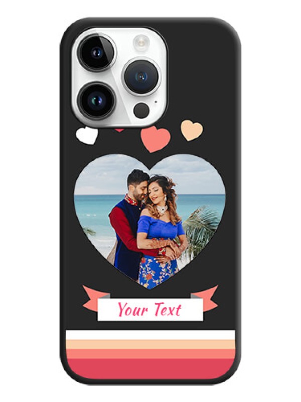 Custom Love Shaped Photo with Colorful Stripes on Personalised Space Black Soft Matte Cases - iPhone 14 Pro Max