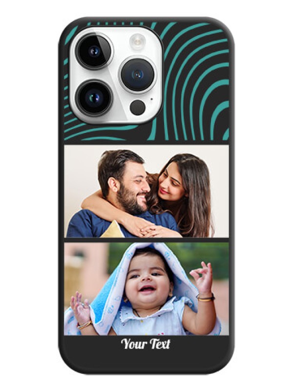 Custom Wave Pattern with 2 Image Holder on Space Black Personalized Soft Matte Phone Covers - iPhone 14 Pro Max