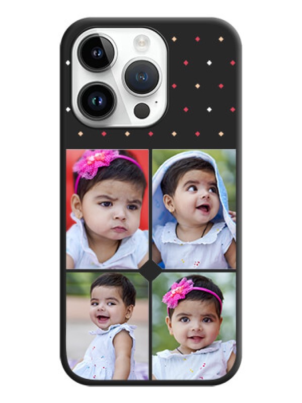 Custom Multicolor Dotted Pattern with 4 Image Holder on Space Black Custom Soft Matte Phone Cases - iPhone 14 Pro Max