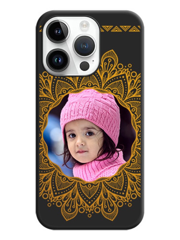 Custom Round Image with Floral Design on Photo on Space Black Soft Matte Mobile Cover - iPhone 14 Pro Max