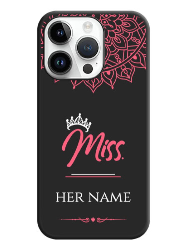 Custom Mrs Name with Floral Design on Space Black Personalized Soft Matte Phone Covers - iPhone 14 Pro Max
