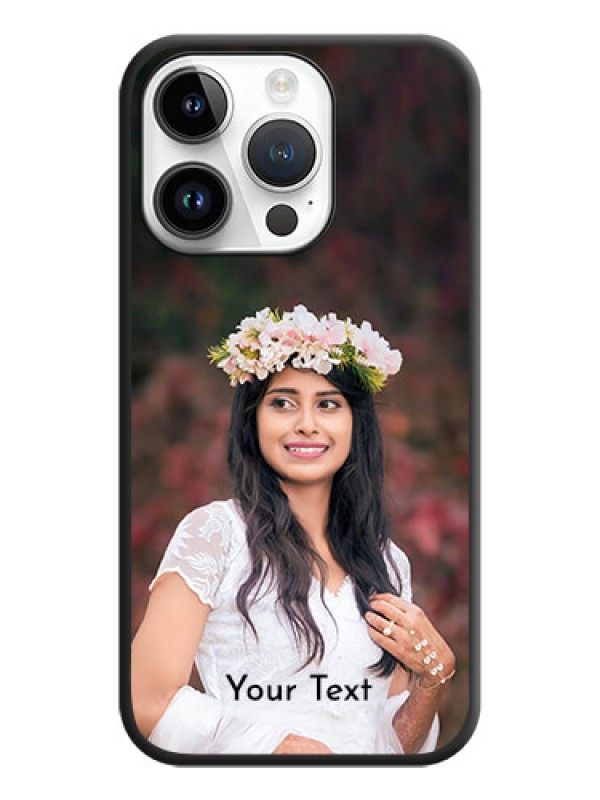 Custom Full Single Pic Upload With Text On Space Black Personalized Soft Matte Phone Covers -Apple Iphone 14 Pro Max