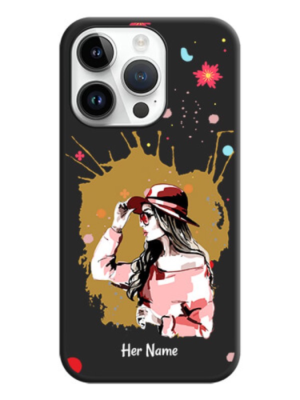 Custom Mordern Lady With Color Splash Background With Custom Text On Space Black Personalized Soft Matte Phone Covers -Apple Iphone 14 Pro Max