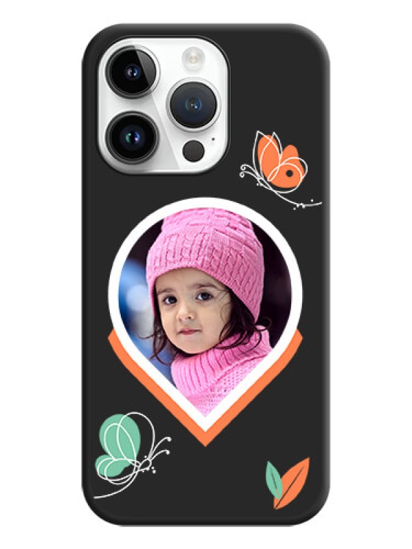Custom Upload Pic With Simple Butterly Design On Space Black Personalized Soft Matte Phone Covers -Apple Iphone 14 Pro Max