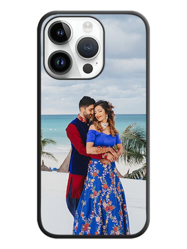 Custom Full Single Pic Upload On Space Black Personalized Soft Matte Phone Covers -Apple Iphone 14 Pro