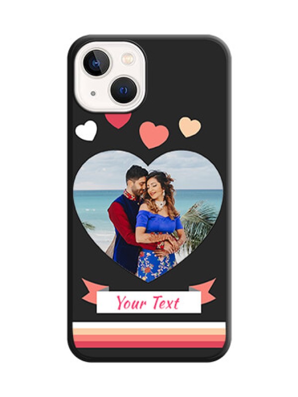 Custom Love Shaped Photo with Colorful Stripes on Personalised Space Black Soft Matte Cases - Apple iPhone 14