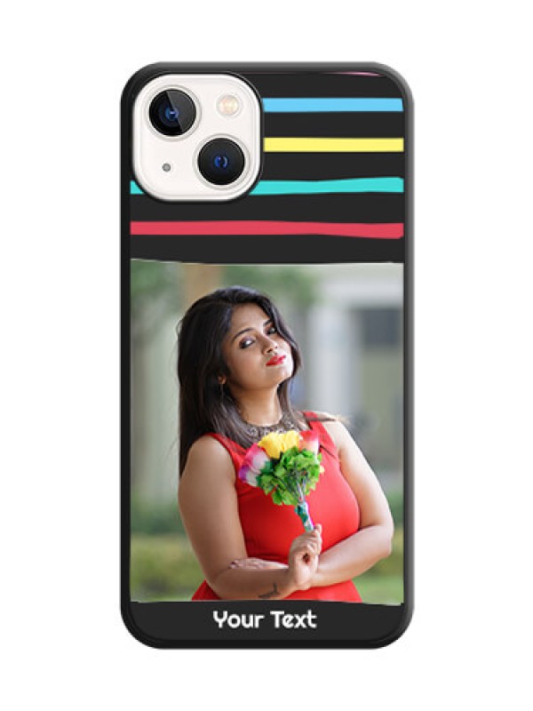 Custom Multicolor Lines with Image on Space Black Personalized Soft Matte Phone Covers - Apple iPhone 14