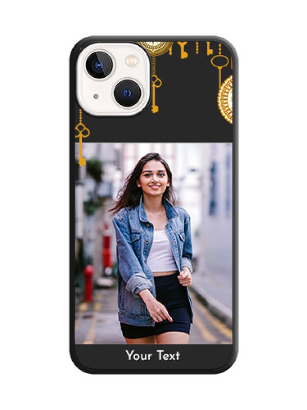 Custom Decorative Design with Text on Space Black Custom Soft Matte Back Cover - Apple iPhone 14