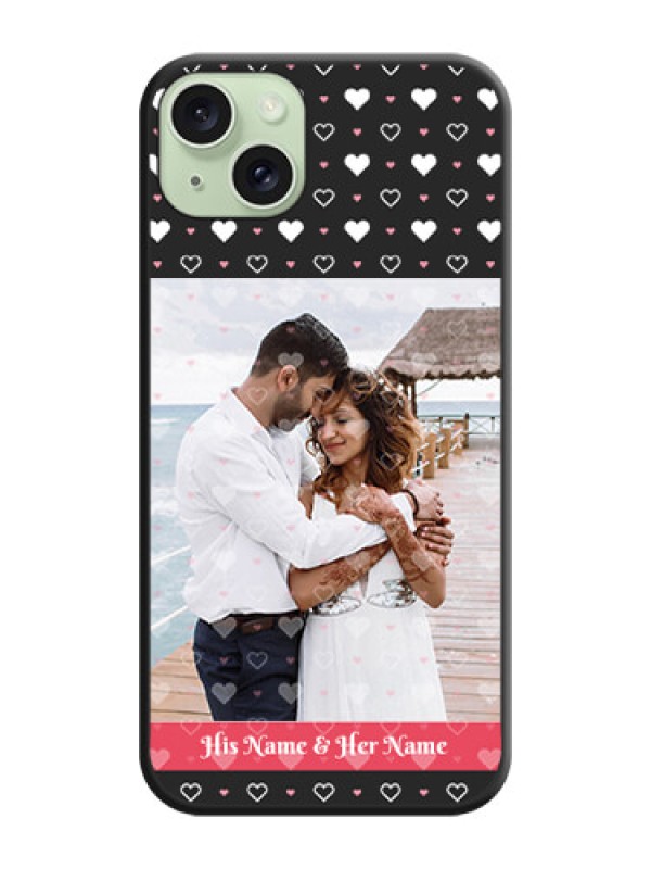 Custom White Color Love Symbols with Text Design - Photo on Space Black Soft Matte Phone Cover - iPhone 15 Plus