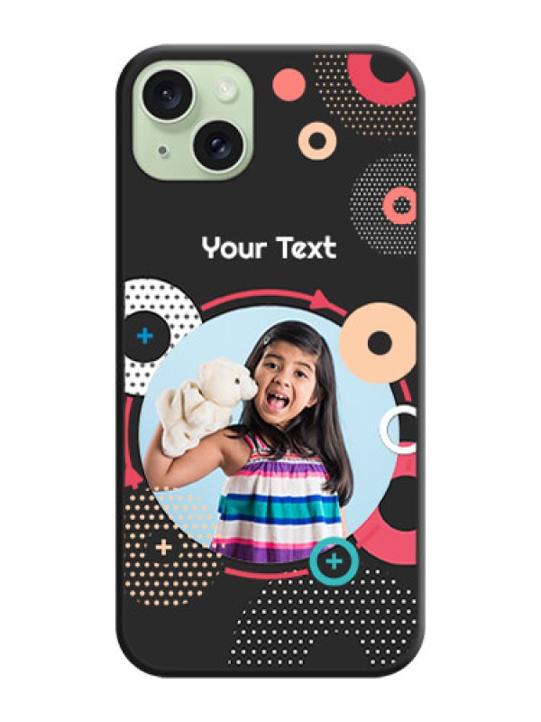 Custom Multicoloured Round Image on Personalised Space Black Soft Matte Cases - iPhone 15 Plus