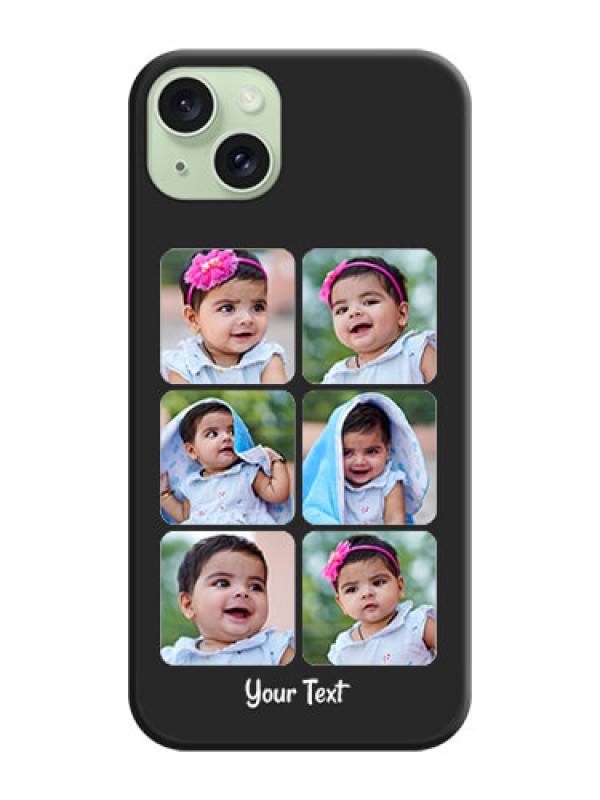 Custom Floral Art with 6 Image Holder - Photo on Space Black Soft Matte Mobile Case - iPhone 15 Plus