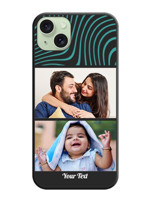Custom Wave Pattern with 2 Image Holder on Space Black Personalized Soft Matte Phone Covers - iPhone 15 Plus