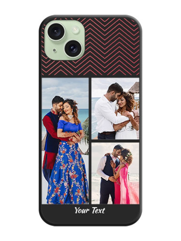 Custom Wave Pattern with 3 Image Holder on Space Black Custom Soft Matte Back Cover - iPhone 15 Plus