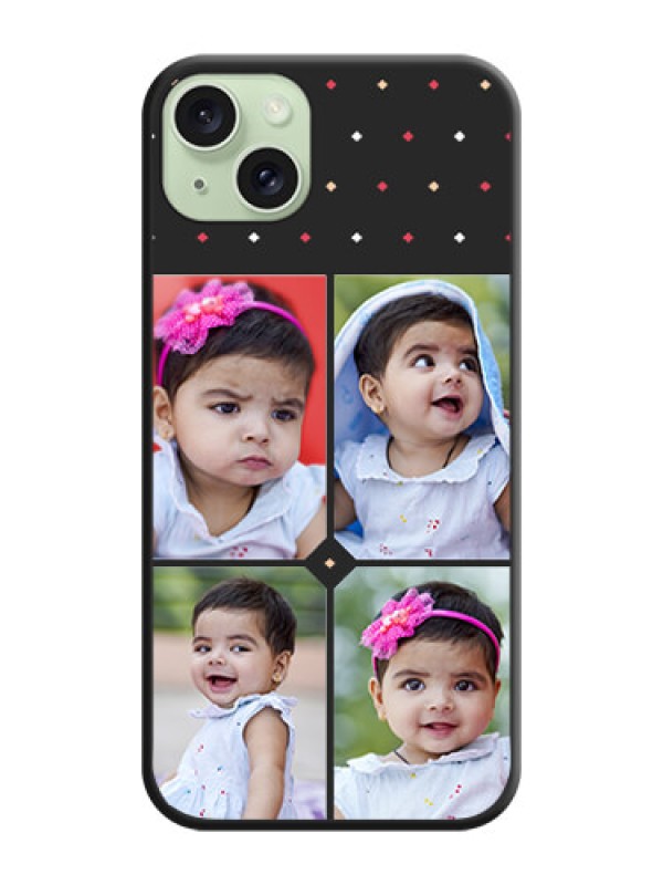 Custom Multicolor Dotted Pattern with 4 Image Holder on Space Black Custom Soft Matte Phone Cases - iPhone 15 Plus