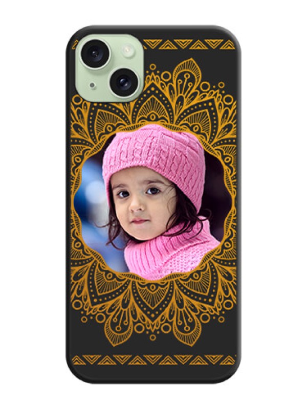 Custom Round Image with Floral Design - Photo on Space Black Soft Matte Mobile Cover - iPhone 15 Plus