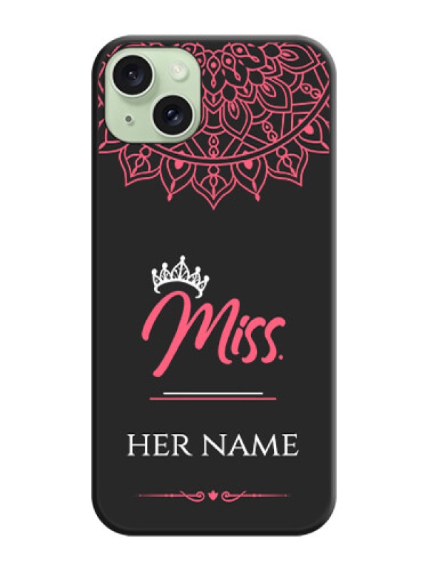 Custom Mrs Name with Floral Design on Space Black Personalized Soft Matte Phone Covers - iPhone 15 Plus