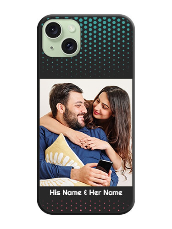 Custom Faded Dots with Grunge Photo Frame and Text on Space Black Custom Soft Matte Phone Cases - iPhone 15 Plus